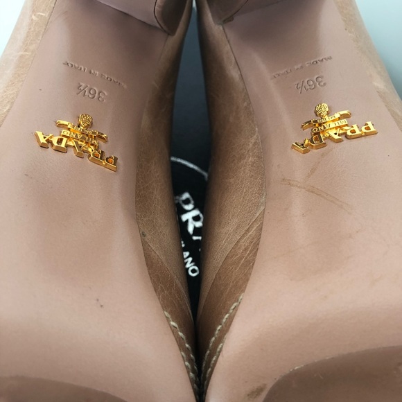 Prada Vitelli Visone Peep Toe Platform Size 36.5 - Picture 6 of 8